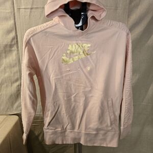 Nike Hoodie Pullover Gold Logo Kids XL Pink